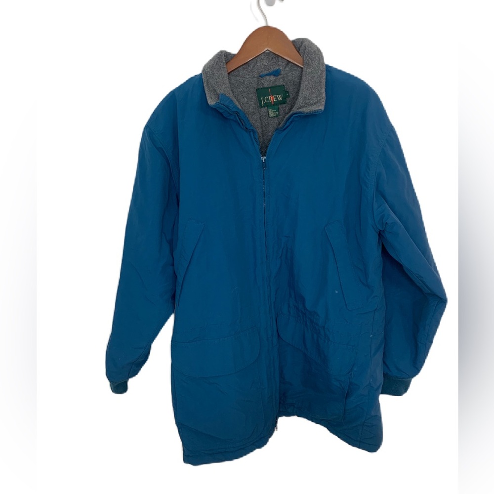 Vintage 90s J Crew Oarsman Jacket Parka Men’s Size Small Blue Fleece Lined Zip